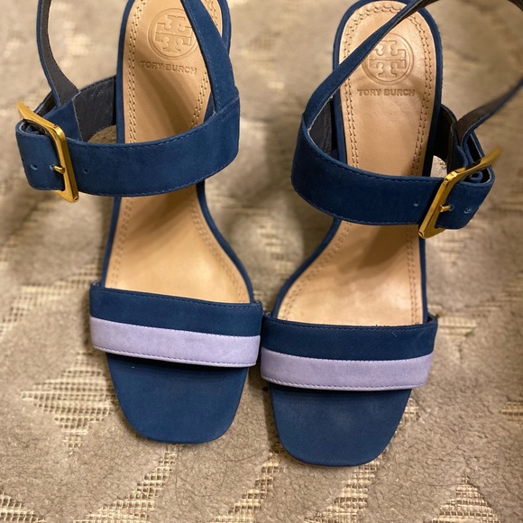 Tory Burch Palermo blue suede two tone strappy sandals - size 7 👡 - Picture 8 of 11
